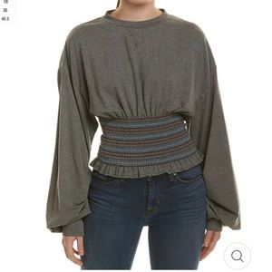 Petersyn Cory Top Smocked Blouse Cropped Sweatshirt Long Sleeves